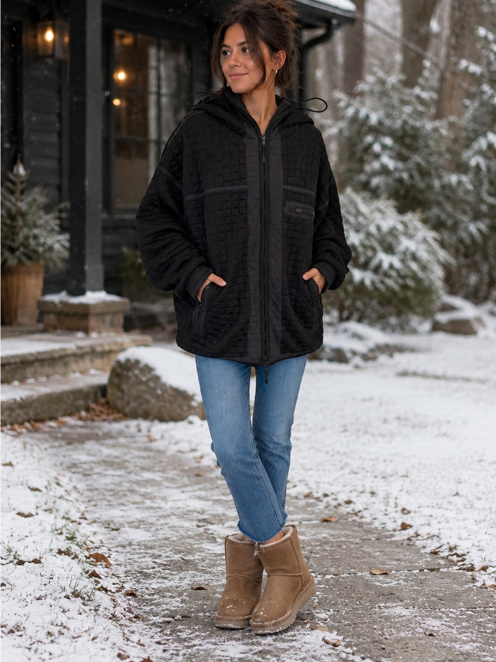 Free People Movement Black Quilted Jacket